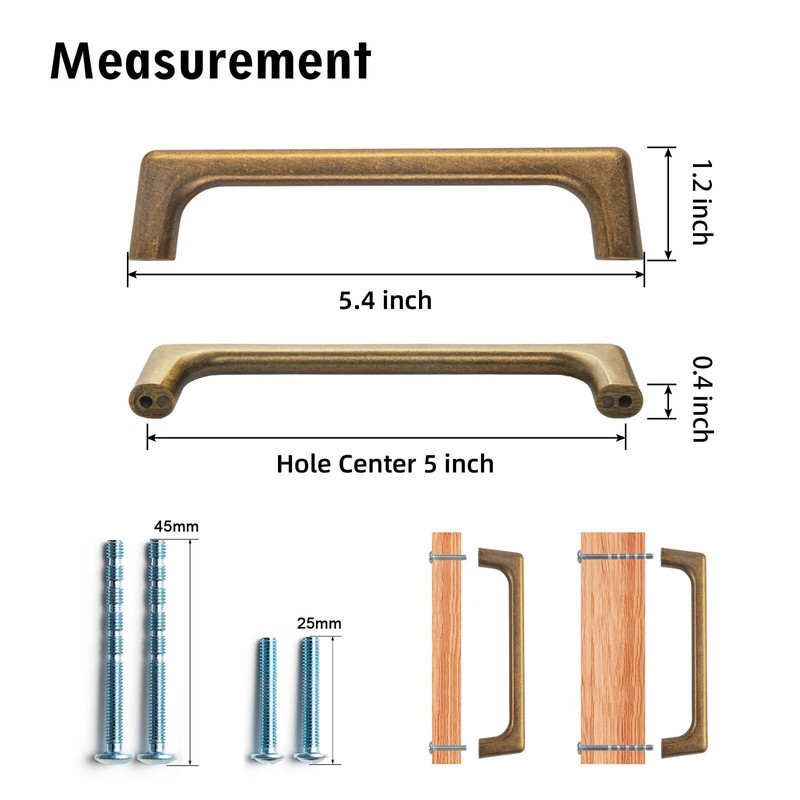 Goo-Ki 5''(128mm) Hole Centers Antique Brass Cabinet Pulls, Stylish Cabinet