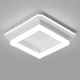 CANEOE 24W Square Hallway Light, Modern Flush Mount Led Ceiling Light,White Acrylic Close to Ceiling Lights for Bedroom Dining Room Kitchen Balcony Bathroom Aisle Ceiling Lamp (Cool White,6000K)