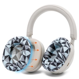 WC SweatZ XM5 - Protective Earpad Sweat Covers Compatible With Sony WH1000XM5, Made by Wicked Cushions | Gym Sweatproof & Easily Washable | Geo Grey