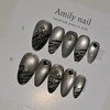 Gothic Silver Magnet [Handmade Nail Tip] Emily Nail - Medium