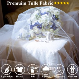 Ableme Deco Fabric Tulle Roll Bolt for Wedding and Decoration, Baby Shower, Tutu Skirt, Gift Wrapping 54 Inch Wide 20 Yards (60 Feet), Large Continuous Mesh Tulle by The Yard Polyester (Light Pink)