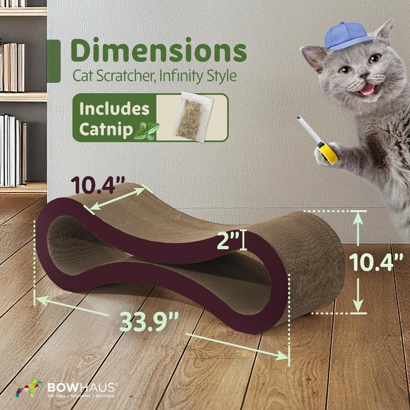 BOWHAUS Infinity Cat Scratcher Lounger, Reversible Scratcher, Infinity Cat Cardboard