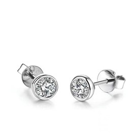 Silver Stud Earrings With Round Cubic Zircon Stone 6MM, Sterling Silver Stud Earrings 925 Silver Stud Earrings For Women Hypoallergenic Earrings Jewelry 2PCS