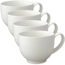 FORLIFE Q Tea Cup with Handle (Set of 4), 10 oz., White