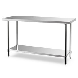 Giantex 60 x 24 Inches Stainless Steel Work Table, Heavy Duty Commercial Kitchen Food Prep Table with Adjustable Under Shelf for Restaurant Garage Home Workstation, Counter Height