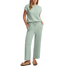 SAMPEEL 2 Piece Outfits for Women Beach Vacation Lounge Sets Summer Clothes Wrinkle Free Travel Outfits Matching Sets Women Clothing S