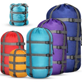 SilTriangle 5 Pack Compression Sack for Sleeping Bag Store Sack Ultralight Sleeping Bag Stuff Sack 6l 15l 25l 35l 45l Space Saving Gear for Travel Camping Hiking Outdoor(Bright Color,Small)