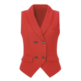 Allegra K Women's Sleeveless Suit Vest, Elegant, Double Breasted, red