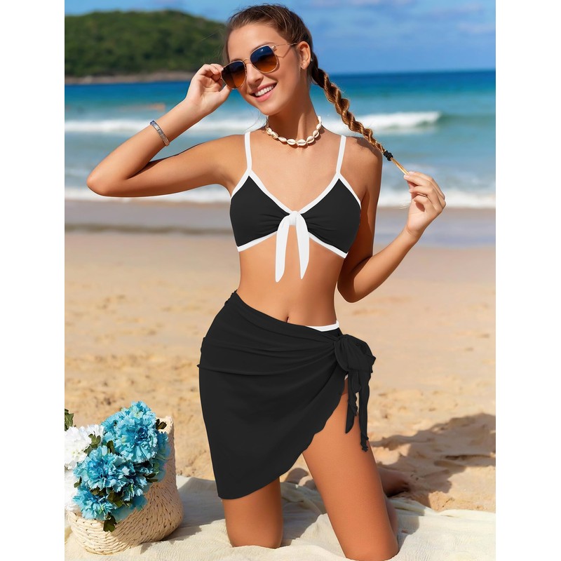 Perdeca - Conjunto de bikini para niñas, 3 piezas, traje
