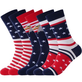 cnomg 3 Pairs American Flag Socks for Men Women Patriotic Freedom Day Gifts with Stars Stripes Wedding Groomsmen Socks (US, Alpha, One Size, Regular, Regular, 3, mixed color)