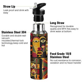 Peaom Sports Water Bottles African Style Pattern