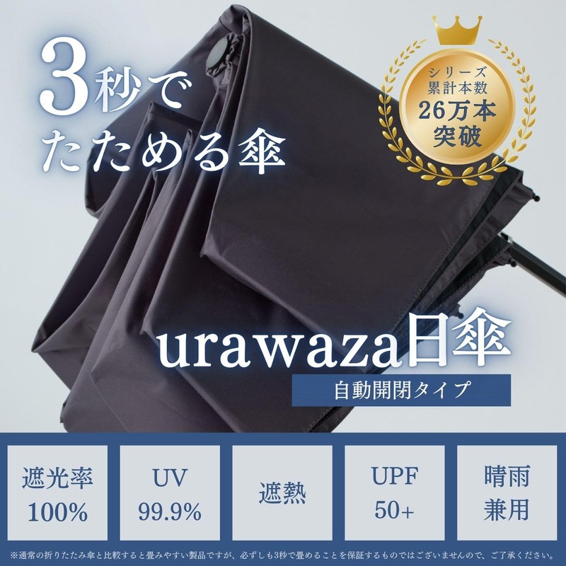 Moonbat 3-Second Folding Umbrella Urawaza, Automatic Open and Close, Heat