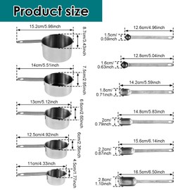 YMKWZ 11Pcs Measuring Cup and Spoon Set Stainless Steel Measuring Cup Spoon with Scale Polished Kitchen Measuring Cup and Spoon Set for Home Cooking Baking