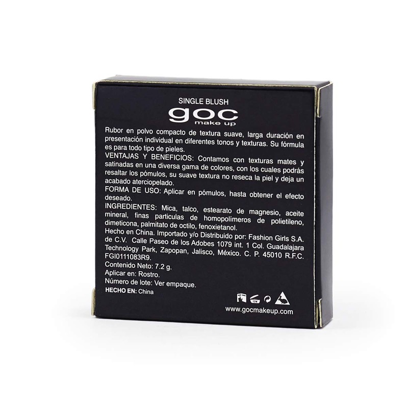 GOC, Rubor en polvo, Single Blush, GOC, Textura suave, Larga