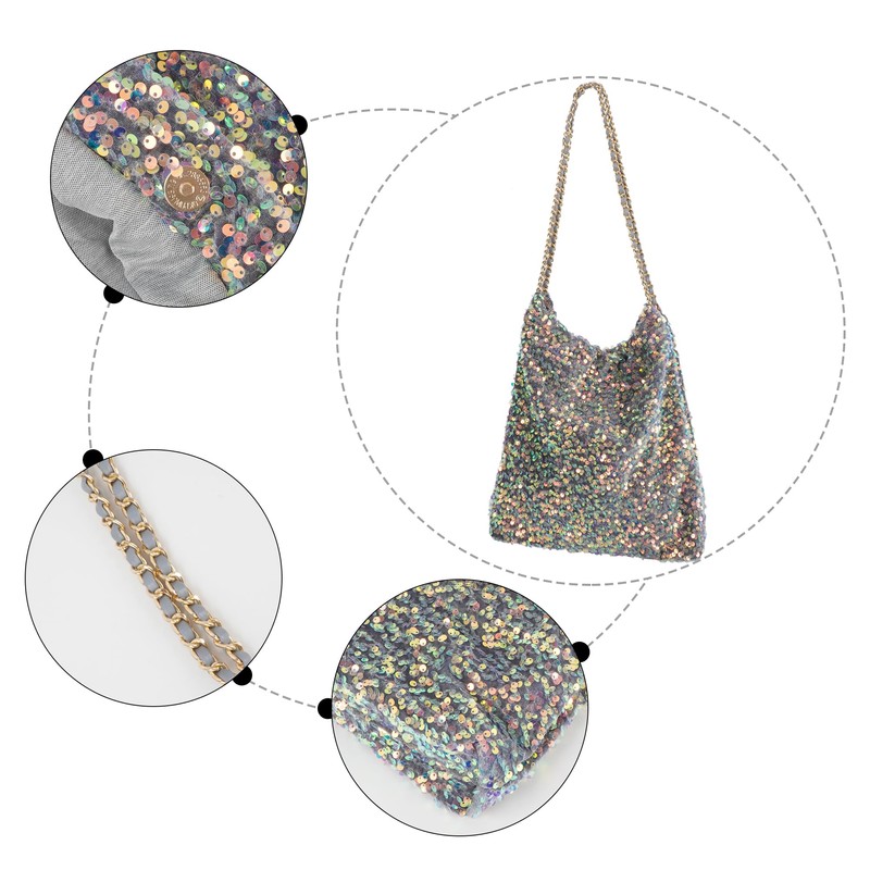 Meliyya Sequin Shopper Tote Bag Shoulder Bag Shiny Shoulder Bag