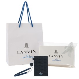 Lanvin on Blue 345164 LANVIN en Bleu Men’s Passcase with Brand Shopper, Gift Wrapping, Pass Case, Reel Included, Commuter Holder, Cowhide Leather, Genuine Leather, Our Limited Edition, 01: Black