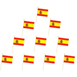 10 Pack Spain Flags - ES Handheld Flag- 5x8 in,Spanish Mini Flag. Suitable For Party Decorations, Store Displays, Bar Decorations And National Day Parades.