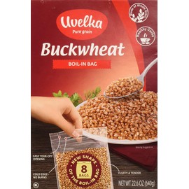 Uvelka Buckwheat BOIL-IN-BAG 8 Bags 80 Gr (Pack of 2)