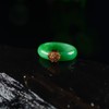 Natural Jade Ring Woman Lucky Smooth Green Band Ring Gold