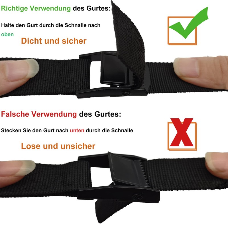 Anfyko Tie Down Straps, 3 m, Pack of 4, Pointed