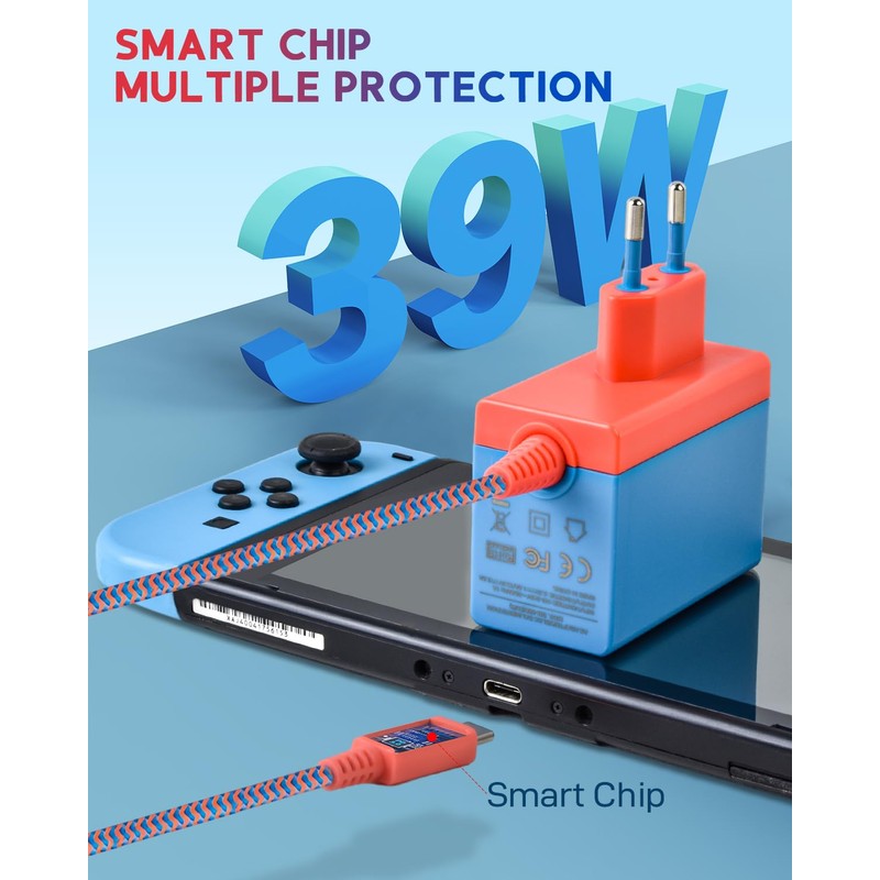 Charger for Switch Console Power Supply Charging Cable Supports TV