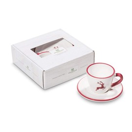 GMUNDNER KERAMIK Espresso for you Gourmet Crockery Set, Bordeaux Red Deer Tableware, Handmade in Austria