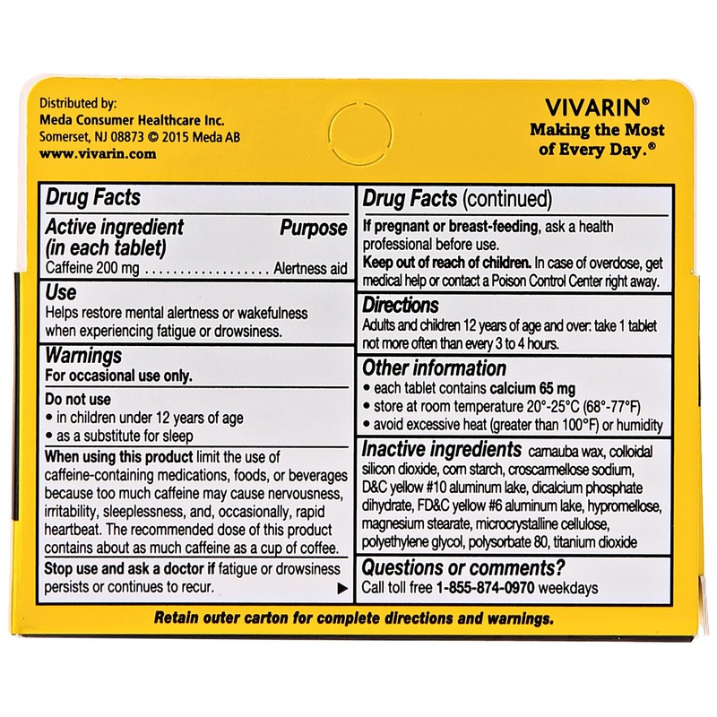 Vivarin Caffeine Alertness Aid Tablets, 40 Count