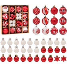 42pcs Christmas Baubles Shatterproof Christmas Ball Ornaments Hanging Baubles Christmas Tree Decorations Set Xmas Tree Baubles for Hanging Christmas Decorations Festive Holiday (Red Green White)