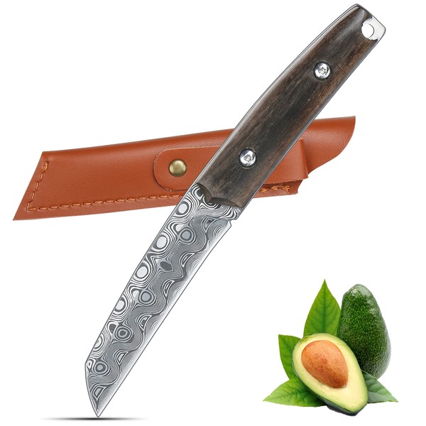 WILDMOK Fruit Knife Paring Knife Stainless Steel Utility Knife Fruit Vegetable Kitchen Knife with Leather Case Schneidendes