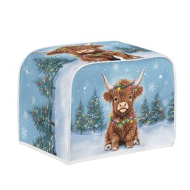Pzuqiu Christmas Cute Cow Toaster Dust Cover Case Protection for Bread Maker, Oven, Grill, Toaster - Foldable, Washable, Small Appliance Cover