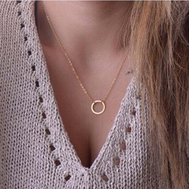 Wendalern Boho Circle Choker Necklace Geometric Round Pendant Necklaces Gold Hollow Circle Necklaces Karma Circle Necklace Jewelry for Women and Girls