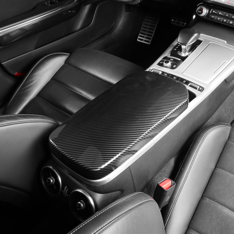 JUIVEEL Carbon Fiber Style ABS Car Central Console Armrest Cover