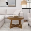 Plank+Beam Classic Round Coffee Table, 30 Inch Farmhouse Coffee Table,
