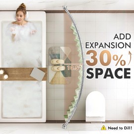 Bonpally Curved Shower Curtain Rod 40-72 Inches Adjustable, Aluminum Shower Rod Rustproof, Round shower curtain rod, Curved Shower Rods for Bathroom, Bathtub, Stall, Chrome