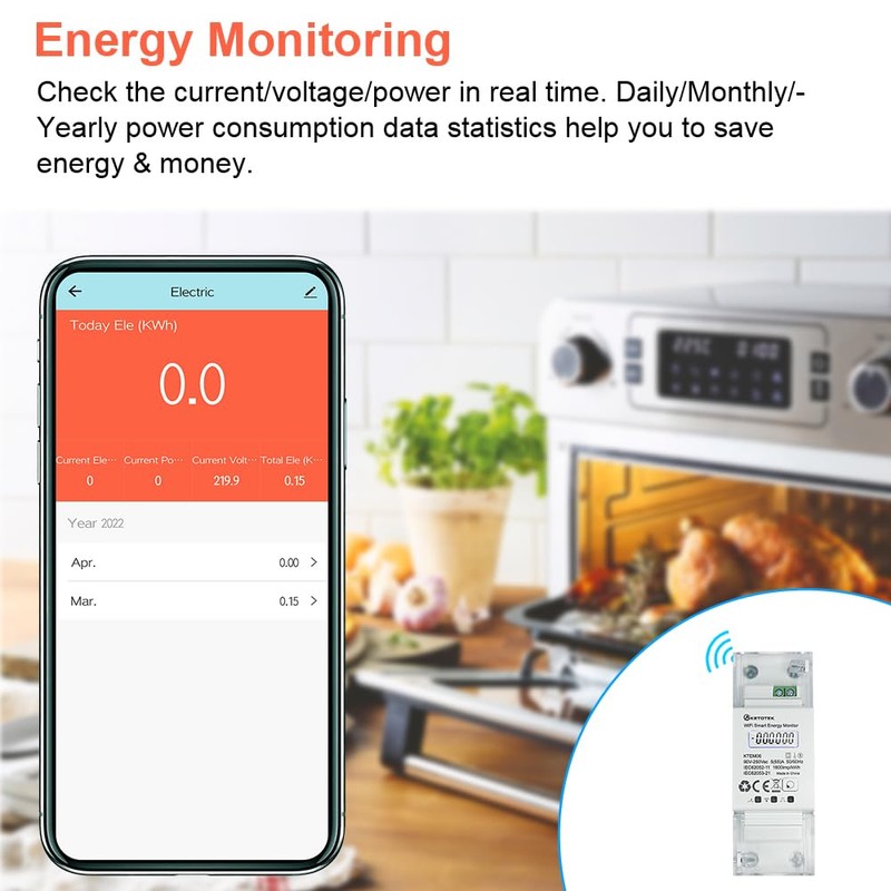 KETOTEK Smart Electricity Meter DIN Rail WLAN 1 Phase Current