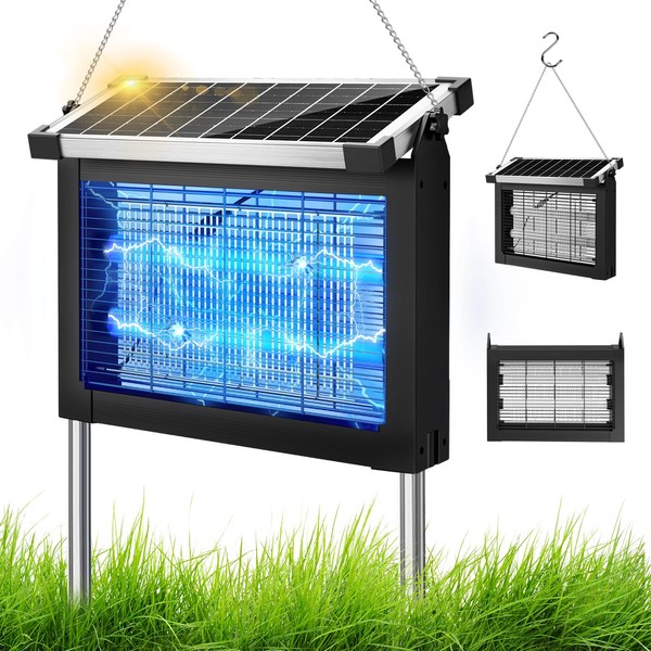 Solar Bug Zapper Outdoor, PhatroyYee Mosquito Zapper 4500V, Waterproof Portable