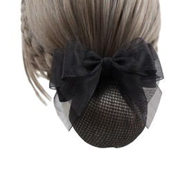 YFFSFDC Chignon Net Barrette with Net Bun Net, Hair Net, Hair Clip, Simple, Job Hunting, Graduation Ceremony, Dating, Hair Accessory (Ribbon Grain-Thin Net)