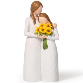 Yuideary Gifts for Mom, Sunflower Mother Daughter Figurines, Mother Daughter Gift Hand Painted Figure, for Christmas, Thanksgiving, Mother's Day or Birthday.