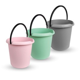 Bucket (3 Pieces) Household Bucket, 5 Litres, in Various Colours, Cleaning Bucket Made of Sturdy Plastic, BPA-Free, Made in the EU, Plastic Bucket (Mix)