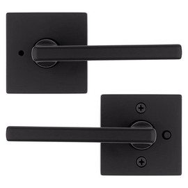 Kwikset Halifax Matte Black Bed and Bath Lever Right or Left Handed