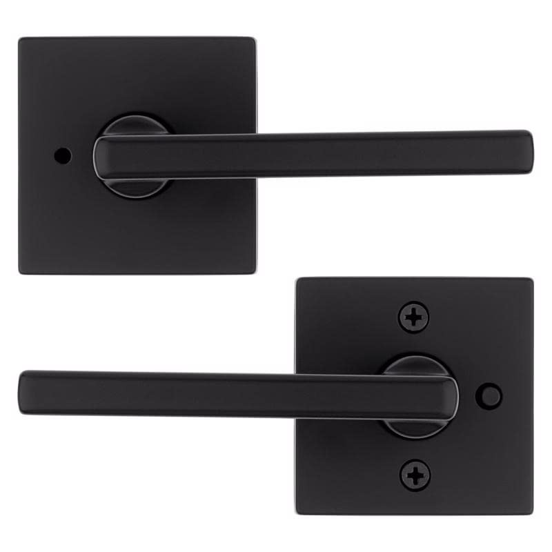 Kwikset Halifax Matte Black Bed and Bath Lever Right or