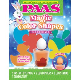 PAAS Magic Color Shapes Egg Decorating Kit – Decorate Easter Eggs with Colorful Shapes, Liquid Dye, and 5 Instant Dye Pads