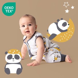 Schlummersack Sleeping Bag with Feet, Summer 0.5 Tog, Thin Bamboo Muslin, Sleeping Bag with Legs, Unlined, Summer Sleeping Bag, Various Sizes and Designs / Colours, panda, 70
