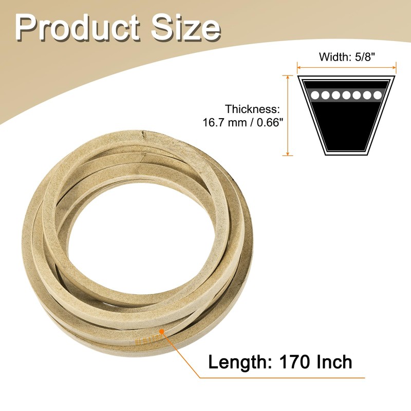 sourcing map 5LK1700 Cord Belt Grey, 5/8" x 170" Lawn