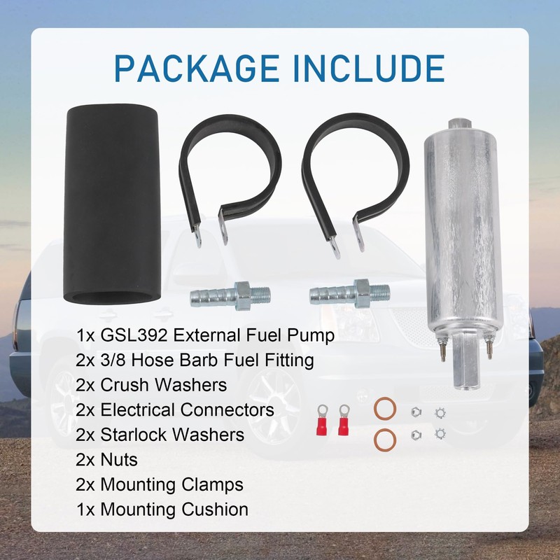 High Flow Pressure External Inline 255LPH Fuel Pump With Installation