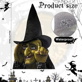 Cholemy 16" Halloween Witch Window Clings Tapping Scary Glass Decor