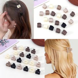 Atoden Mini Square Hair Clips for Thin Fine Hair 40Pcs Matte Small Claw Clips for Women Girls Neutral Color