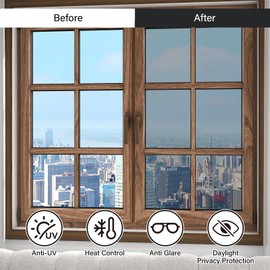 Finnez One Way Privacy Window Film, Heat Control Anti UV Static Cling, for Home Or Office (Mirror Silver,17.5 Inch X 6.5 Feet with Installation Tool)