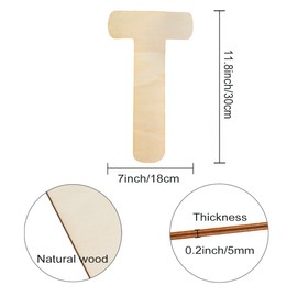 Wooden Letters T Large Wooden Letters 12 Inch Unfinished Wood Letters for Wall Decor Crafts Blank Big Alphabet Board Painting Hanging Home Baby Nursery Wedding Party Room Name Sign DIY Decoration