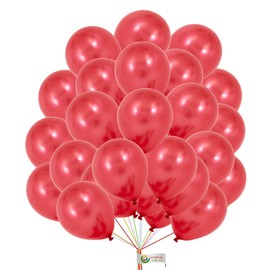Red Balloons Metallic Latex Balloons - 5 Inch Decorative Party Pack of 50 for Birthday, Engagement, Wedding